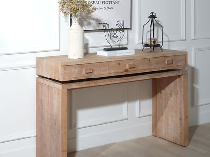Rustic Wood Console Table With 3 Drawers Entryway Table For Hallway, Foyer, Or Office - Natural / Natural & Light Brown / Natural Wood / Natural Wood Wash / Natural / Rustic