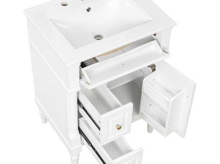 Freestanding Bathroom Vanity With Sink, Adjustable Shelf & Flip Drawer