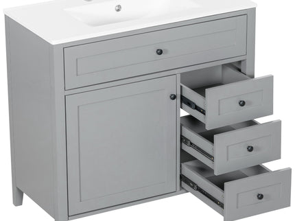 Bathroom Vanity With Sink, Cabinet With 3 Drawers And Adjustable Shelf