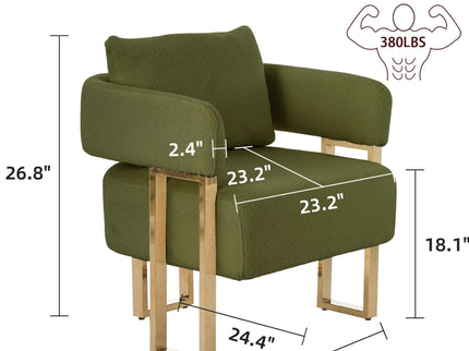 Modern Decorative Chair Teddy Fleece Upholstered And Metal Foot