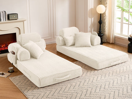 Convertible Sleeper Sofa With & Side Storage Pocket, Foldable Upholstered Couch For Living Room