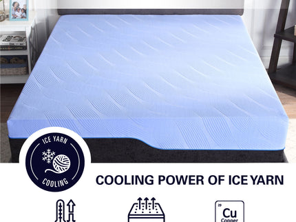 Refresh - 12" Flex Head Latex Foam Hybrid Mattress And Adjustable Base Bundle - Blue - King