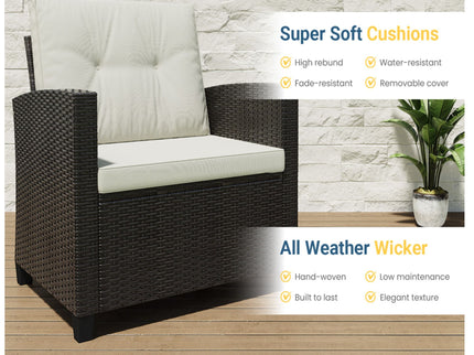 Modern All-Weather Patio Set With Cushions And Table