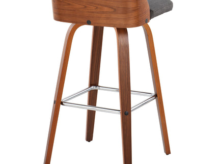 Maya - Mid Century Modern Fixed Height Barstool With Swivel With Square Footrest (Set of 2)