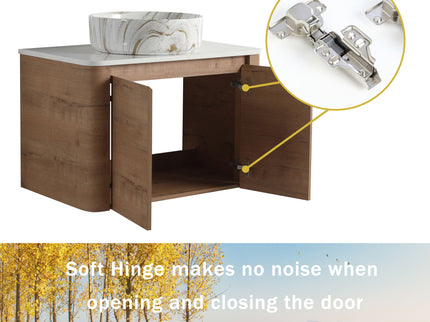 Wall Mounted Bathroom Vanity With Art Sink, 1 Soft Close Door