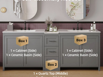 Double Sink Bathroom Vanity With Quartz Countertop