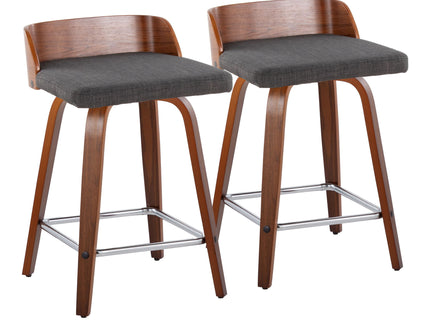 Maya - Mid Century Modern Fixed Height Counter Stool With Swivel With Square Footrest (Set of 2)