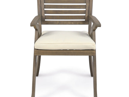 Helen - Outdoor Acacia Wood Dining Chair (Set of 2) - Gray / Creme
