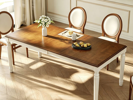 Rectangular Dining Table With Framed Top And Turned Legs - Natural