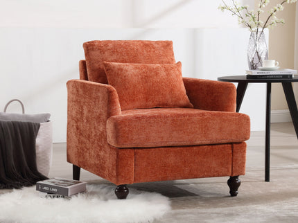 Modern Mid Century Wood Frame Armchair With Tufted Design