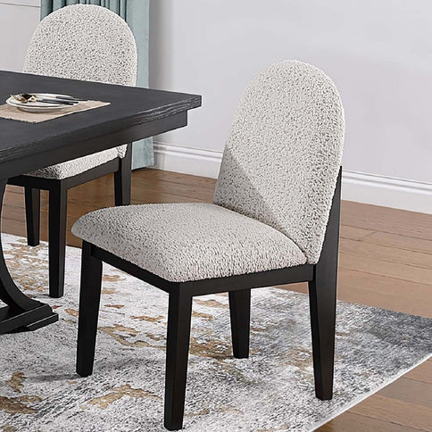 7 Piece Dining Set, Table And 6 Side Chairs, Table With Trestle Base - Black / Charcoal / White