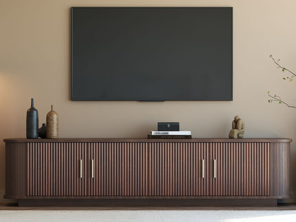 70" TV Stand With Ample Storage, Refined Curved Corners - Dark Brown