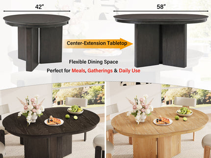 Farmhouse Oval Extendable Dining Table With Pedestal Base