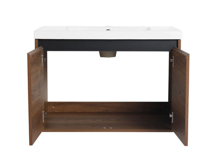 Bathroom Vanity Set With Resin Countertop Sink And 2 Doors, Engineered Wood