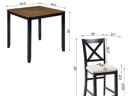 5 Piece Counter Height Dining Table Set With 4 Chairs