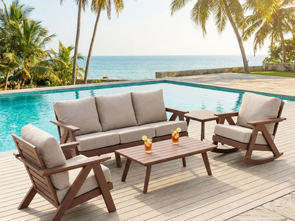 Outdoor Coffee Table, Wide Tabletop For Patio - Brown
