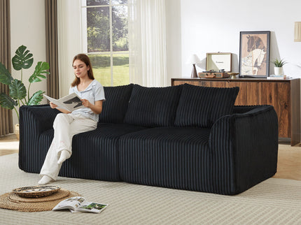 Minimalist 3 Seater Sofa With Curved Lines And Gently Sloped Backrest