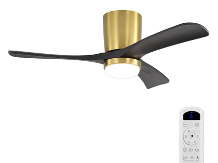 42" Ceiling Fan With Dimmable LED Light, DC Reversible Motor, 6 Speed Adjustable For Living Room - Gold / Black