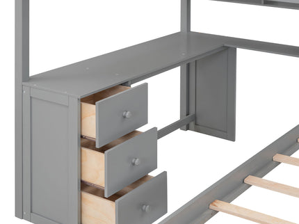 Bunk Bed With Desk, Drawers And Shelves