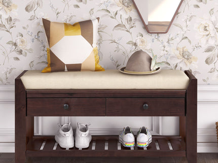 Multipurpose Entryway Shoe Rack With Cushioned Seat And Drawers