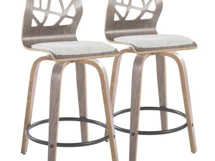 Folia - Contemporary Fixed Height Stool With Swivel With Round Footrest (Set of 2)