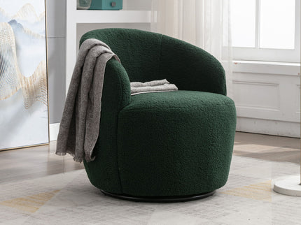 Teddy Fabric Swivel Accent Armchair Barrel Chair With Powder Coating Metal Ring