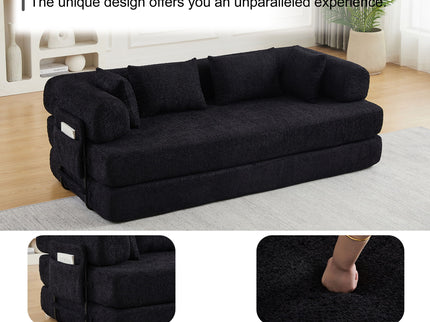 Convertible Sleeper Sofa Bed With Cylindrical Pillow