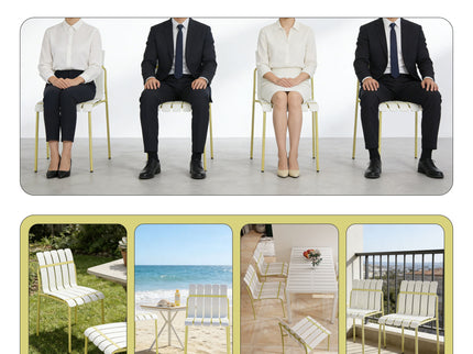 4 Piece Set Of Modern Color Block Designed Single Chairs With Long Table