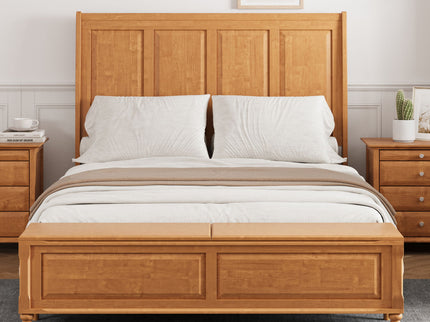 Sleigh Bed Frame With Tall Headboard And Storage Bench