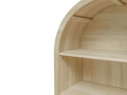 Arched Kitchen Pantry, Modern Farmhouse Wood Kitchen Storage Cabinets, Arched Storage Display Cabinet With Adjustable Shelves, Versatile Cupboard For Kitchen, Dining Room, Living Room - Natural