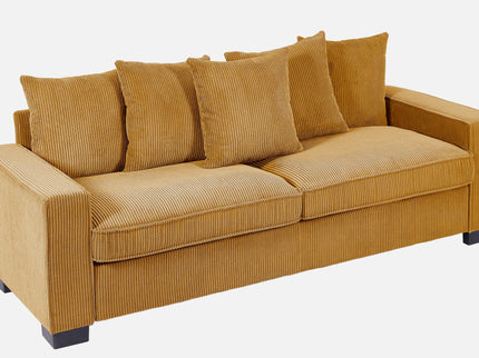 Luxe Sofa With 5 Matching Toss Pillows, Sleek Design, Spacious And Comfortable 3 Seater Couch