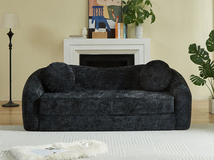 Curved Convertible Sofa, 2 In 1 Frameless Folding Sofa Bed With Pull Out Base And Deep Seat