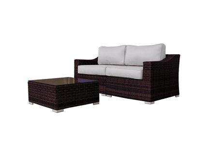 Wicker 2 Person Conversation Set, Durable Outdoor Seating With Cushions Mix - Brown Mix