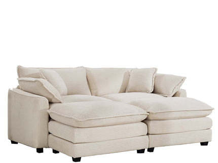 Modern Oversized Modular Cushion Sofa With Ottoman, Low Back, Deep Seating Sofa Set