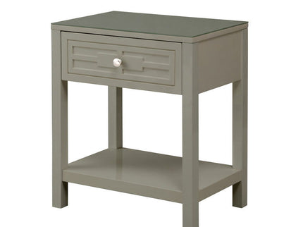 Dylan - Wooden End Side Table Nightstand With Glass Top And Drawer