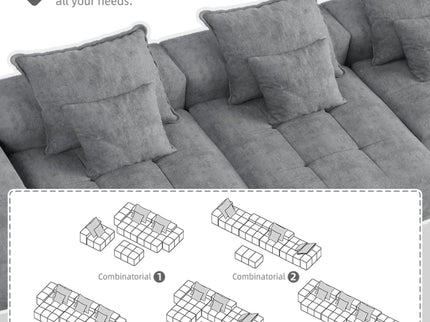 Modern Oversized, Modular Sectional Sofa With Pillows
