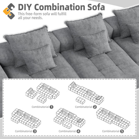 Modern Oversized, Modular Sectional Sofa With Pillows
