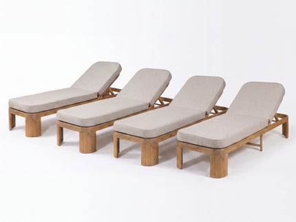 Outdoor Chaise Lounge With Cushion, 5 Position Adjustable Backrest