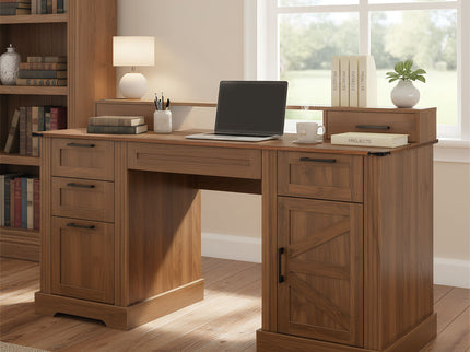 Office Desk With Charging Station & Storage Cabinet
