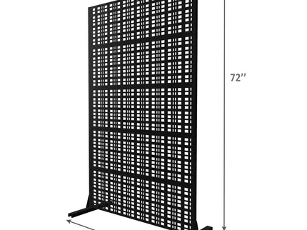 Outdoor And Indoor Divider With Freestanding Decorative Privacy Screen - Black