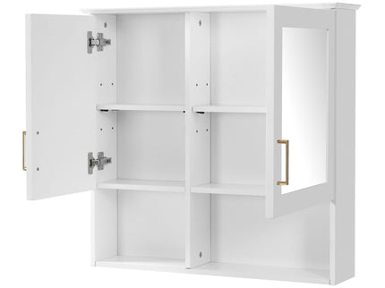 2 In 1 Wall-Mounted Mirror Cabinet With Adjustable Shelves, Soft-Close Doors, High-Definition Mirror & Storage