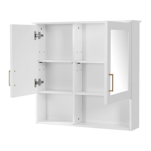 2 In 1 Wall-Mounted Mirror Cabinet With Adjustable Shelves, Soft-Close Doors, High-Definition Mirror & Storage