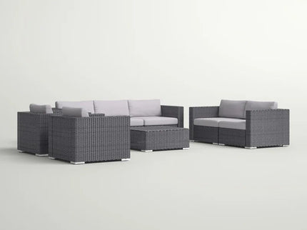 7 Person Outdoor Seating Group With Cushions - Gray / Silver