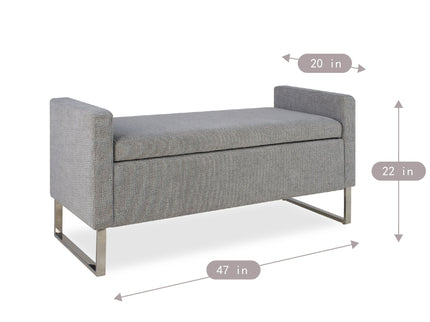 Upholstered Ottoman Bench With Storage - Dark Gray
