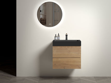 Alice - Natural Oak Bathroom Vanity With Sink, Large Storage Wall Mounted Floating Bathroom Vanity For Modern Bathroom, One-Piece Sink Basin Without Drain