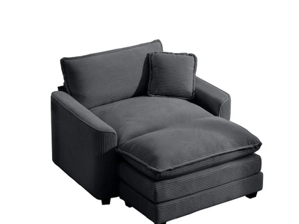 Classic Modern Comfortable Single Chair Deep Seat Sofa With Footstool