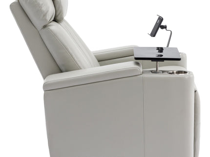 270° Power Swivel Recliner Home Theater Chair With Hidden Arm Storage, LED Light, Cup Holder, And Tray Table