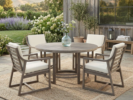 5 Piece Outdoor Dining Set, Patio Table And Chairs With Umbrella Hole