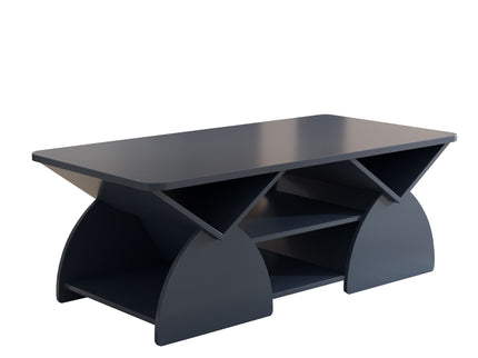 Geometric Engineered Coffee Table With Rounded Corners With Open Shelves