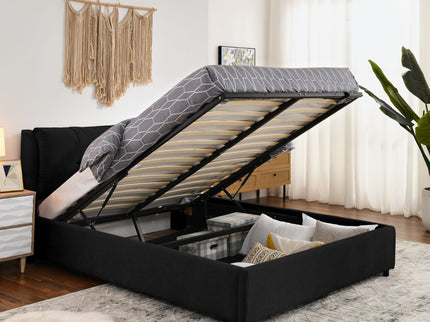 Storage Upholstered Hydraulic Platform Bed With Integrated Headboard